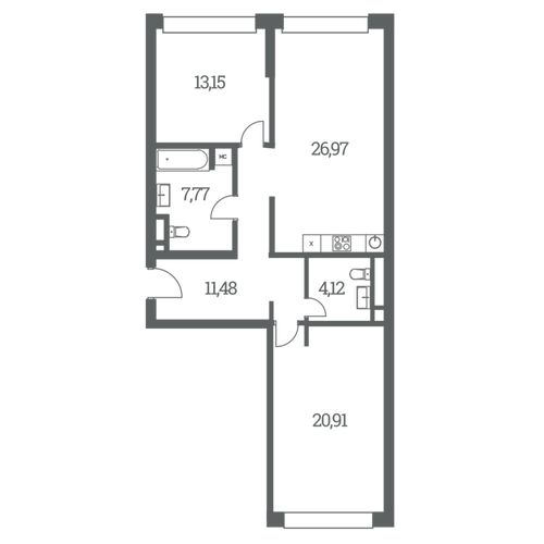 2-комнатная квартира, 84,9 м2, №423274, 
