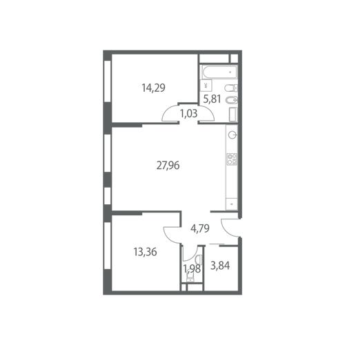 2-комнатная квартира, 73,06 м2, №436565, 