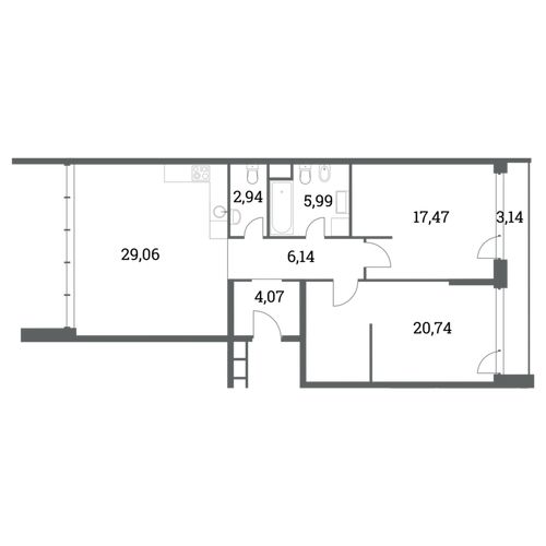 2-комнатная квартира, 86,41 м2, №423561, 
