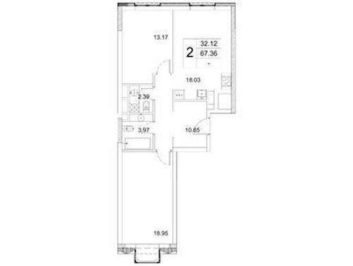 2-комнатная квартира, 68,6 м2, №414776, Москва