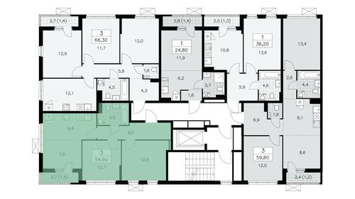 3-комнатная квартира, 54,9 м2, №887007, 