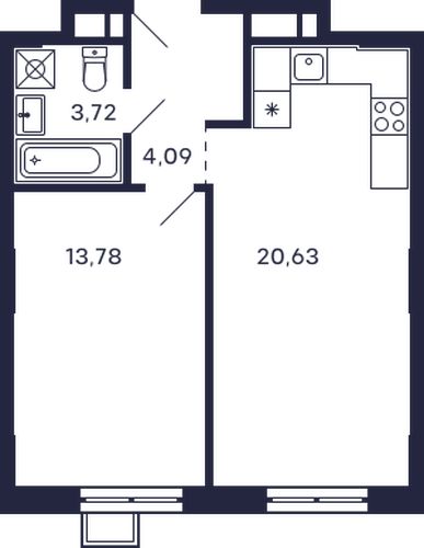 1-комнатная квартира, 42,22 м2, №915656, Красногорск