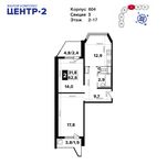 Планировка 2-комнатной квартиры, 62,6 м2