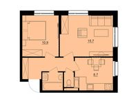Планировка 2-комнатной квартиры, 45,9 м2