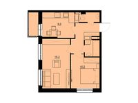 Планировка 2-комнатной квартиры, 46 м2