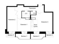 Планировка 2-комнатной квартиры, 66,1 м2
