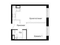Планировка 1-комнатной квартиры, 34,4 м2