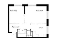 Планировка 2-комнатной квартиры, 45,1 м2