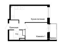 Планировка 1-комнатной квартиры, 30,9 м2