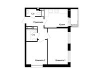 Планировка 2-комнатной квартиры, 45,1 м2