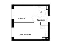 Планировка 1-комнатной квартиры, 34,1 м2