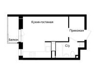 Планировка 1-комнатной квартиры, 22,8 м2