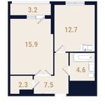 Планировка 1-комнатной квартиры, 44,6 м2