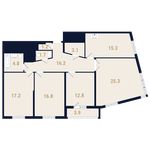 Планировка 4-комнатной квартиры, 116,4 м2