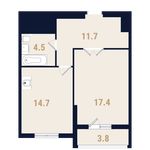 Планировка 1-комнатной квартиры, 50,2 м2