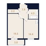 Планировка 1-комнатной квартиры, 50,4 м2