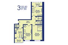 Планировка 3-комнатной квартиры, 100,8 м2