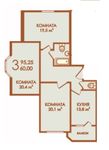 Планировка 3-комнатной квартиры, 95,25 м2