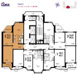 Планировка 2-комнатной квартиры, 62,1 м2
