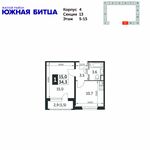 Планировка 1-комнатной квартиры, 34,3 м2