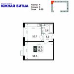 Планировка 1-комнатной квартиры, 36 м2