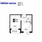 Планировка 1-комнатной квартиры, 33,7 м2