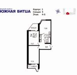 Планировка 2-комнатной квартиры, 62,1 м2