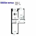 Планировка 2-комнатной квартиры, 66 м2