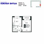 Планировка 1-комнатной квартиры, 34,3 м2