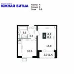 Планировка 1-комнатной квартиры, 34,1 м2