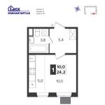 Планировка квартиры студии, 23,8 м2