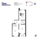 Планировка 2-комнатной квартиры, 56,4 м2