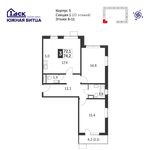 Планировка 3-комнатной квартиры, 74,2 м2