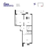 Планировка 2-комнатной квартиры, 55,4 м2