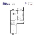 Планировка 2-комнатной квартиры, 56,7 м2