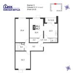 Планировка 3-комнатной квартиры, 86,7 м2