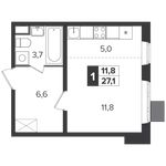 Планировка квартиры студии, 26,7 м2