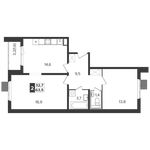 Планировка 2-комнатной квартиры, 63,5 м2