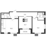 Планировка 3-комнатной квартиры, 64,7 м2