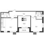 Планировка 3-комнатной квартиры, 65,3 м2