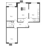 Планировка 3-комнатной квартиры, 84,1 м2