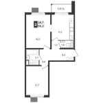 Планировка 2-комнатной квартиры, 56,2 м2