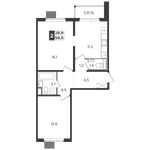 Планировка 2-комнатной квартиры, 56,5 м2