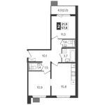 Планировка 2-комнатной квартиры, 57,8 м2