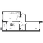 Планировка 2-комнатной квартиры, 56,6 м2