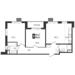 Планировка 3-комнатной квартиры, 65,6 м2