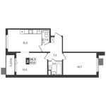 Планировка 2-комнатной квартиры, 57 м2