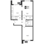 Планировка 2-комнатной квартиры, 61,7 м2