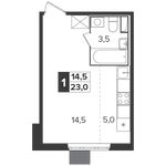 Планировка квартиры студии, 22,9 м2
