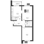 Планировка 2-комнатной квартиры, 58,2 м2